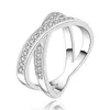 la vendita calda dell'intarsio in pietra X placcato in argento sterling donne anulare in forma, da sposa bianco della pietra preziosa 925 piatto d'argento anelli Solitaire Anello ER487