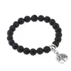 Bracciali con perline di roccia lavica calda Timone albero croce piuma stella fascino Bracciale elasticizzato in pietra naturale nera per gioielli artigianali di moda da donna