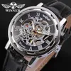 Winner Fashion Gold Black Roman Number Dial Luxury Design Clock Mens Watch Top Brand Cool Mechanical Skeleton Male Wrist Watches297A