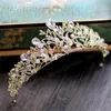 Splendida corona da sposa in argento dorato di alta qualità con cristalli colorati in cristallo trasparente per feste di ballo Accessori per capelli diadema Real254S