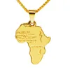 Rock Hippie Mały Afryki Mapa Naszyjnik 18K Prawdziwe Pozłacane Łańcuch Długie Naszyjniki Party Biżuteria Męskie Prezenty