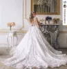 3D Floral Appliques Wedding Dresses A-Line Lace ApplIique Key-Whole Sheer Back Sexy Bridal Dresses Gorgeous Tulle Chapel Train Wedding Gowns