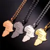 U7 Hiphop alloy Necklace Gold Color Pendant & Chain African Map Gift for Men/Women Ethiopian Jewelry Trendy