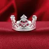 Gratis verzending 925 Silver Plating 10 stks Klassieke Mozaïek Crystal Crown Ring 8 # Hoogwaardige zilveren accessoires LKNSPCR034