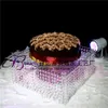 Bruiloft kristal acryl taartstandaard 16 inch vierkante taartdisplay cupcake houder met kralenstrengen6237612