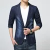 Wholesale- New 2016 spring dark color casual denim blazer men fashion slim fit stonewashed and white blazer men's clothing size m-3xl /XF