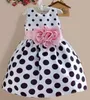 Big Polka Dot Dress Baby Girls White Black Bow Belts Sash Designs Summer Dresses for Kids 1t to 7t