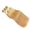 Brasilianska Virgin Hair Weave Buntar Färg 27 # Honey Blonde Peruvian Malaysian Indian Eurasian Russian Silky Rak Human Hair Extensions