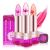 Nieuwe temperatuur Wijzigen Kleur Lip 3 Kleur Waterdicht Langdurige Zoete Transparante Jelly Flower Pink Moisturizer Lipstick
