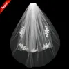 2022Short Wedding Bride Veil Custom Made Lace White Ivory Two Layers Tulle Comb Vail Accessories Hat Veil Bridal Veils Appliqued254Q