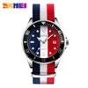 SKMEI Brand Men Quartz Watch 30M Waterproof Nylon Strap Fashion Auto Date Watches Male Clock Wristwatches Masculino Relojes 91205k