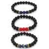 Bracelets en pierre de lave naturelle Diffuseur d'huiles essentielles 7 Chakra Yoga Énergie Stretch Bracelet Bracelet pour Hommes Femmes Bijoux Cadeau Kimter-B348S F