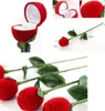 Romantic Red Rose Flower Velvet Wedding Ring holder Earrings Storage Display Case Pendants Jewelry Gift Box Valentines Day birthda7909302