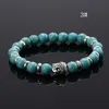 2016 Black Lava Stone Bead Buddha Armband för kvinnor och män Smycken Naturliga stenarmband Bangles Pulsas 11Color Mix B033