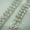 مجوهرات الزفاف 2ROW SS16 CLEAR CRYSTAL RHINESTONE TRIMS إغلاق سلسلة الفضة 10 ياردة 1719806