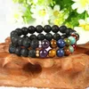 Nouveau Design de haute qualité perles de pierre de lave 7 Chakra pierre de guérison cours de Yoga Bracelet de méditation pour les Couples cadeau 275l