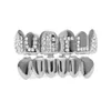 Accessoires de fête à la mode Hip Hop Bling Bijoux Bio Cuivre Or Dents Grillz Caps Haut Bas Avec CZ HUSTLA Works Charm Grill Set Tooth Socke