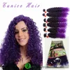 Freeshipping 6 stks / partij Jerry Curly Freetress Hair voor One Head Ombre Brown Synthetic Hair Extension Curly Crochet Purple Vlechten Haar