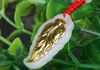 Gold eingelegtem Jade Blatt () Set von großen militärischen Jadeites Anhänger Charm Halskette Anhänger