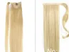 Longo Enrole No virgem humanos Ponytails direto para Clipe Mulheres Natural In Hair Extension Hairpieces Cabelo Louro Fantasia