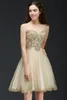 2018 New Cheap Lace Beaded Short A Line Homecoming Dresses Champagne Sweetheart Lace Up Cocktail Party Gowns Mini Prom Dresses CPS2930341
