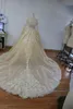 100% Real Image Sparkly Ball Gown Wedding Dresses Sheer Neck Sequins Beaded Tulle Long Sleeves Backless Wedding Gowns Plus Size Bridal Dress