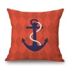 Housse de coussin ancre nautique, taie d'oreiller à rayures en bateau, bleu de mer, almofada, 45cm, cojines décoratives, décoration de maison moderne