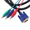 Freeshipping New 5ft 1.5M Audio Cable VGA to 3 RCA Audio AV Cable Adapter for HDTV PC DVD Laptop