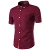 Mäns Casual Shirts Partihandelskjorta Män Varumärke Kortärmad Bomull Sommar Slim Fit Business Mens Klänning Chemise Homme Camisa Masculina1