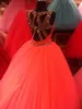 Dresses Spaghetti Straps Unique Cross Back Design Tulle Coral Quinceanera Dresses Ball Gowns Crystal Beading Sexy 16 Dresses