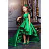 Salut Lo Vert Satin Une Ligne Plis Sash Filles Fleur Filles Robes Enfants Formelle Enfants Robes D'anniversaire Filles Pageant Robes