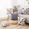 fodera per cuscino pianta color inchiostro albero sedia chaise federa per cuscino foglia cojines decorazioni per la casa in bianco e nero 45 cm almofada