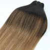 8A 100gram Brazilian Virgin Hair Human Hair Weft Ombre Medium Brown With Ash Blonde Balayage Highlights5490980