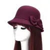 Outono Inverno Faux Mulheres de Lã Top Chapéus Moda Feminina Balde Chapéus com Bowknot Princesa Chapéu Feminino Cúpula Cap GH-37