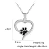 925 Silver Plating Heart Paw Print Necklace Pet Memorial Personality Cat Dog Lovers Necklace Jewelry Wholesale