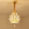 Nowoczesny Luksusowy Kryształ Złoty Lotus Korytarz Wisiorek Światła Balkon Lampy Wiszące Europejski Korpory Wisiorek Oprawy oświetleniowe