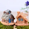 4 Designs Simulation Stone House Garden Decoratie Fairy Garden Miniaturen Mini Moss Terraria Resin Crafts Figurines voor Micro Landscape