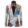 Färgmålning mens blazer mode kostymer för män toppkvalitet smal passform jacka outwear coat kostym homme