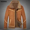 Wholesale- 2016 Men leather winter jacket wool clothing trench style Genuine Leather coat with fur cashmare coat motorcycle jacket