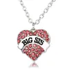 Gratis frakt Säljer Big Sis Little Sis Peach Heart Diamond Pendant Halsband WFN031 (med kedja) Blanda Beställ 20 stycken Mycket