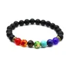 2017 nouveau 7 Chakra Bracelet hommes noir lave guérison équilibre perles Reiki bouddha prière pierre naturelle Yoga Bracelet pour les femmes