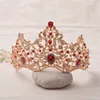 Vintage Barok Bridal Tiaras Zestawy Złoto Czerwone Kryształy Księżniczka Nakrycia głowy Oszałamiające Białe Diamenty Ślubne Tiarasy i korony Zestawy 15 * 10 H18
