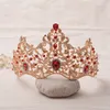 Vintage barok bruids tiaras sets goud rode kristallen prinses hoofddeksels prachtige witte diamanten bruiloft tiara's en kronen sets 15 * 10 H18