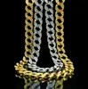 Mens Hip Hop 18k chapado en oro 30 "pulgadas Iced Out CZ Miami Cuban Curb Link cadena collar Bling Bling 15mm joyería de moda