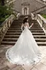 스쿠프 A 라인 긴 소매 레이스 Applique 웨딩 드레스 2021 Bridal Gowns Vestido de Casammero