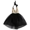 Groothandel - backless mooie baby meisjes riem pailletten tule boog tutu jurk formele feestjurken kleding 0-2Y