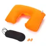 Wholesale- 3Pcs Car Flight Travel Inflatable Neck Rest Cushion U Pillow Eyeshade Earplugs