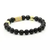 Krachtige sieraden groothandel 8mm facetten zwarte onyx steen met prachtige micro-inlay clear cz rechthoek hart armband