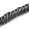 Mens Awesome Black 316L frosted Stainless Steel 12.5mm / 15mm Vintage Double Link Curb Cuban Chain Bracelet 8.5''