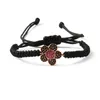 New Beautiful Gift Smycken Partihandel 10st / Lot Micro Pave Black CZ Flowers Macrame Armband Kvinna Bangle Flätade Armband